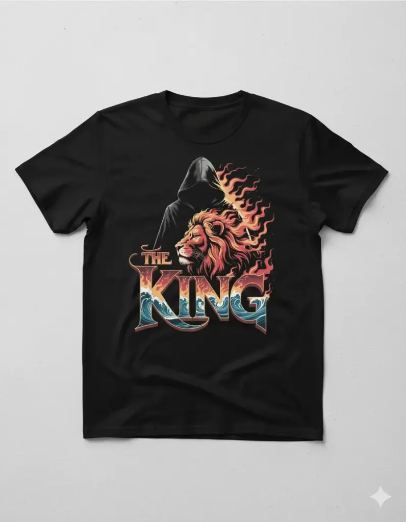 The King" Fire Lion & Robe Graphic T-Shirt