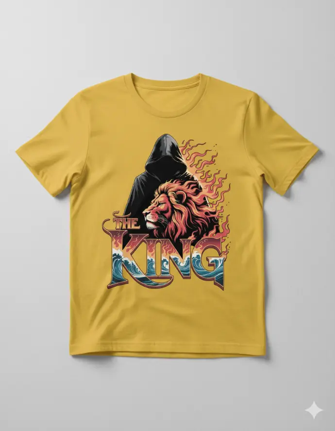 "The King" Lion and Hooded Figure Graphic T-Shirt | Streetwear Power Tee