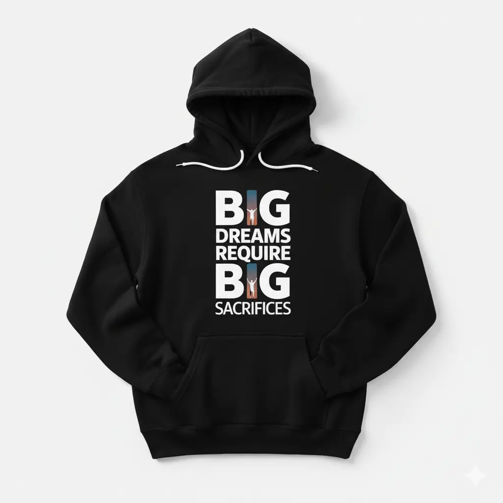 Motivational Success Hoodie | "Big Dreams Require Big Sacrifices" Quote Pullover